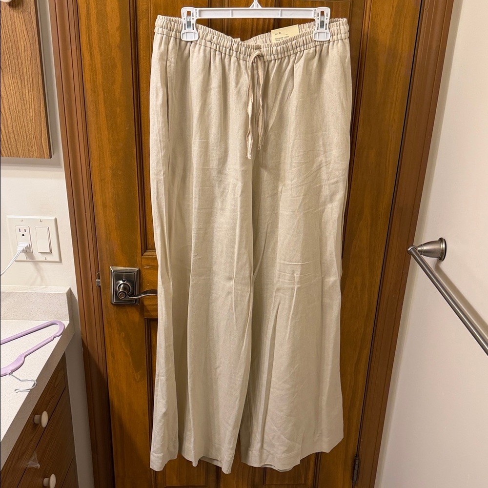 NWT XL Max Studio Linen Wide-Leg Trousers